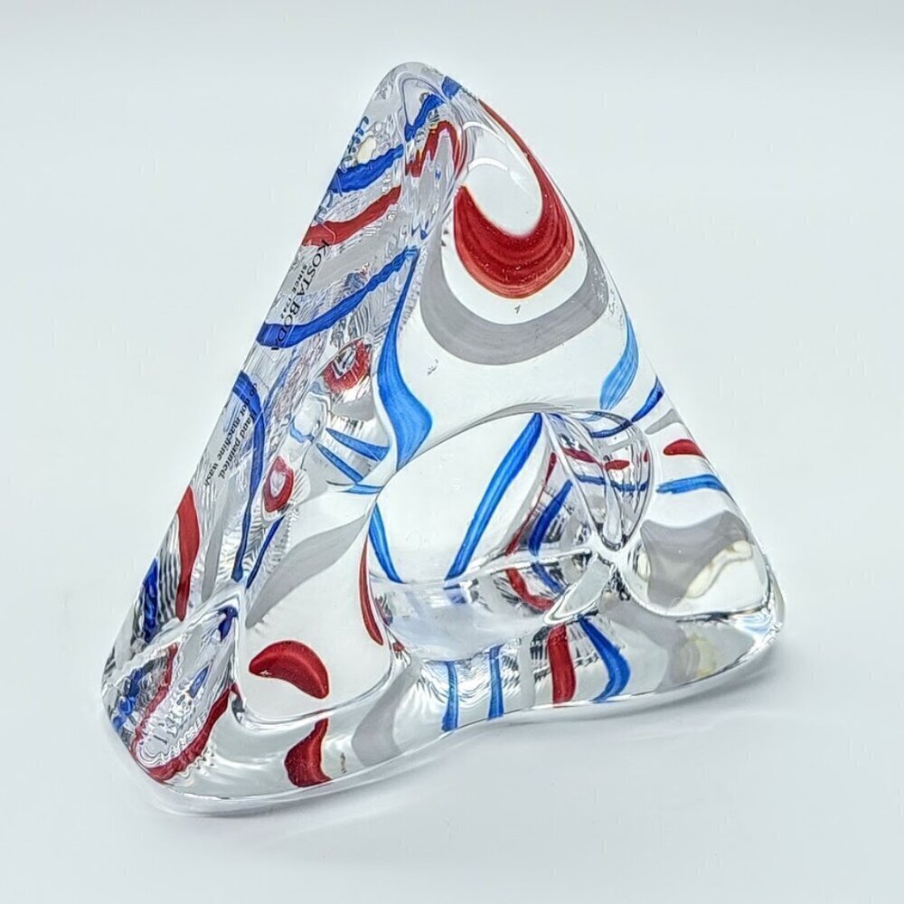 Kosta Boda Ulrica Hydman Vallien Hand-Painted Triangle Art Glass Candle Holder